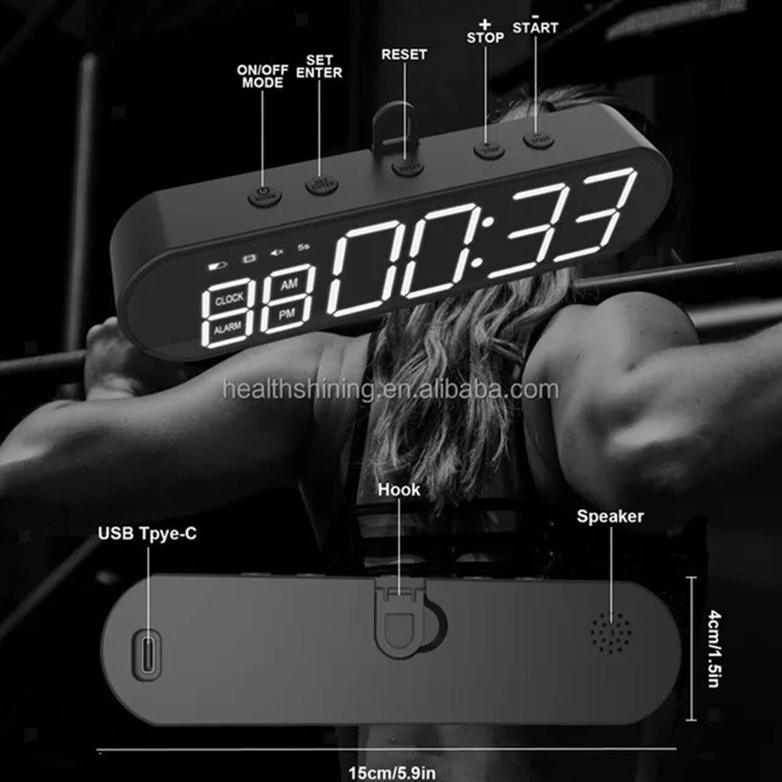 Fitness Timer LED Interval Timer Stable Adjustable Volume Stay Focused Sturdy