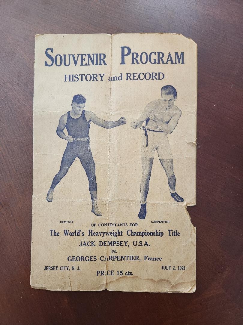 Jack Dempsey vs Georges Carpentier Program 1, 1921 Jersey City N.J.