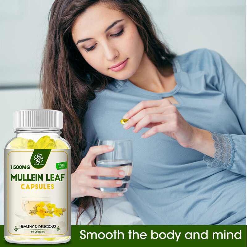 Mullein Leaf Capsules For Lung Cleansing & Detox Herbal Dietary Supplement