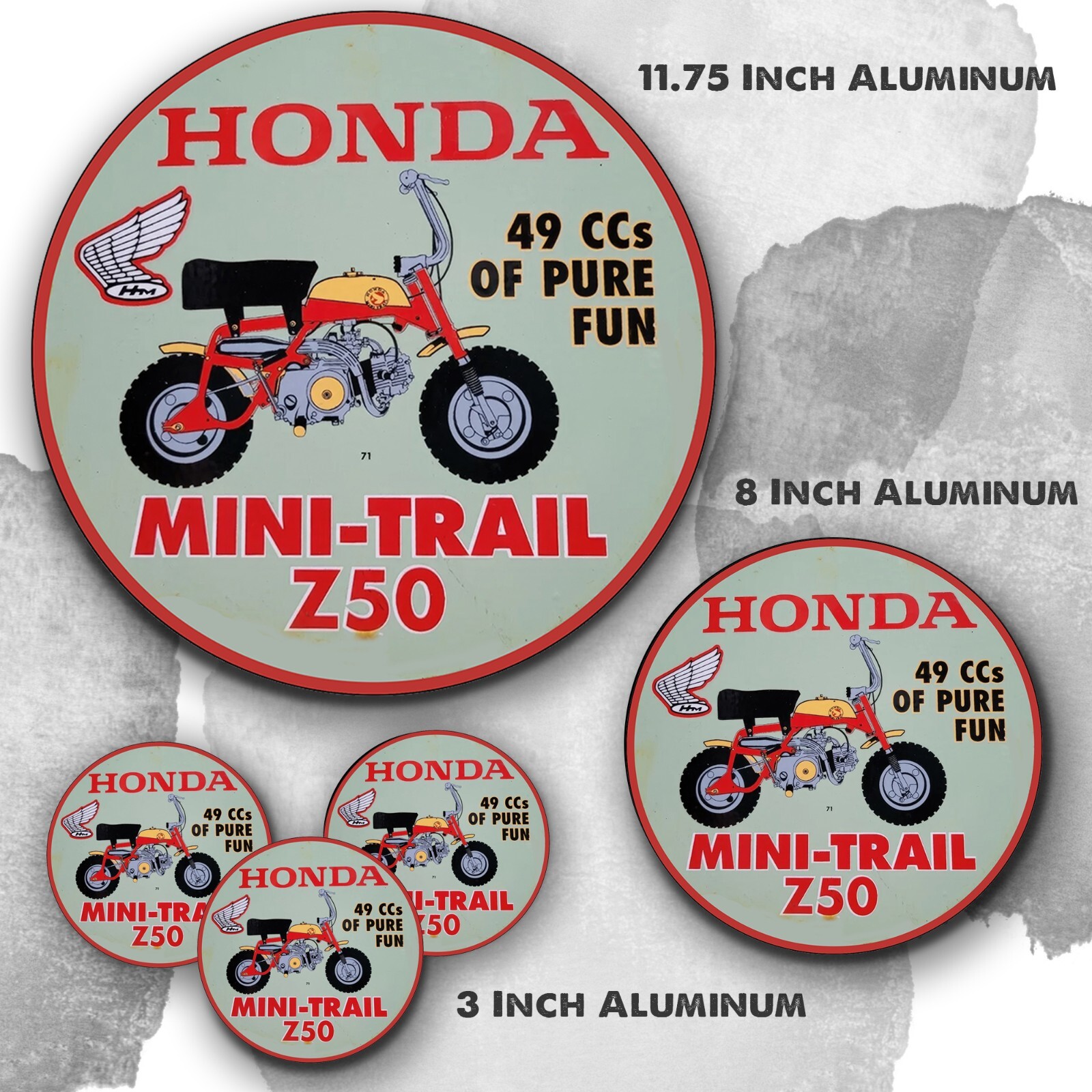 1970's Honda Mini-Trail Z50 Mini Bike Design Reproduction Aluminum Circle Sign