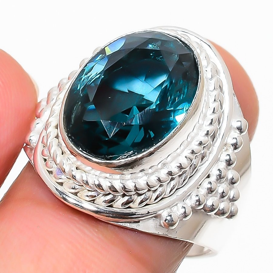London Blue Topaz Gemstone 925 Sterling Silver Jewelry All Size Ring For Gift