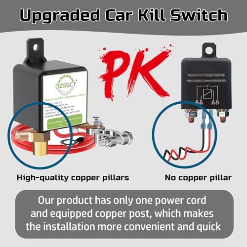 Remote Battery Disconnect Switch 12v, 250A, 250A with Long Negative Wire