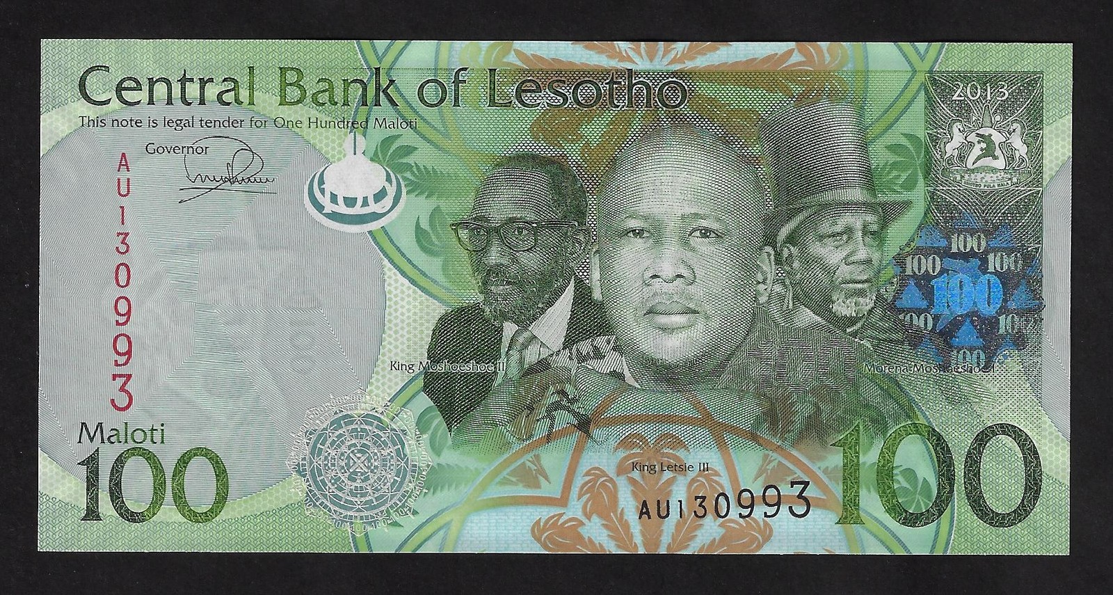 Lesotho 100  Maloti 2013  P-24b  UNC