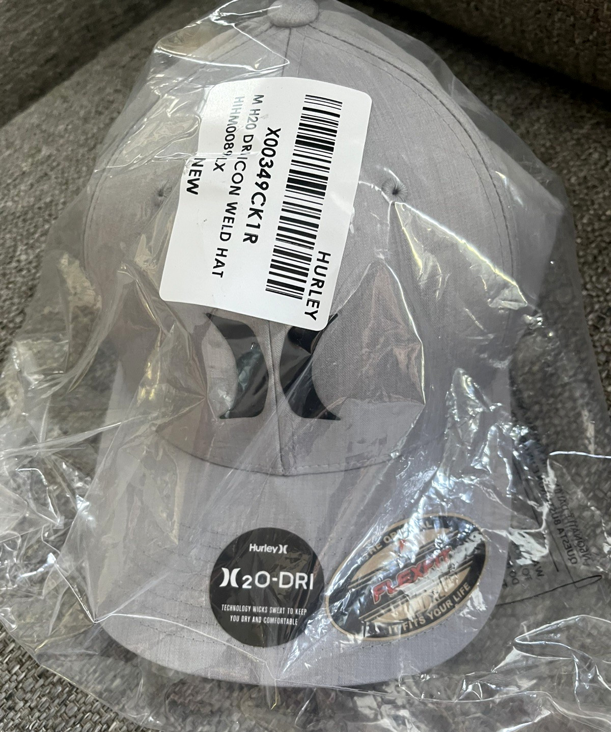 Hurley Icon Weld Hat - Grey - NWT Size L/XL Sealed in Plastic Fast Shipping