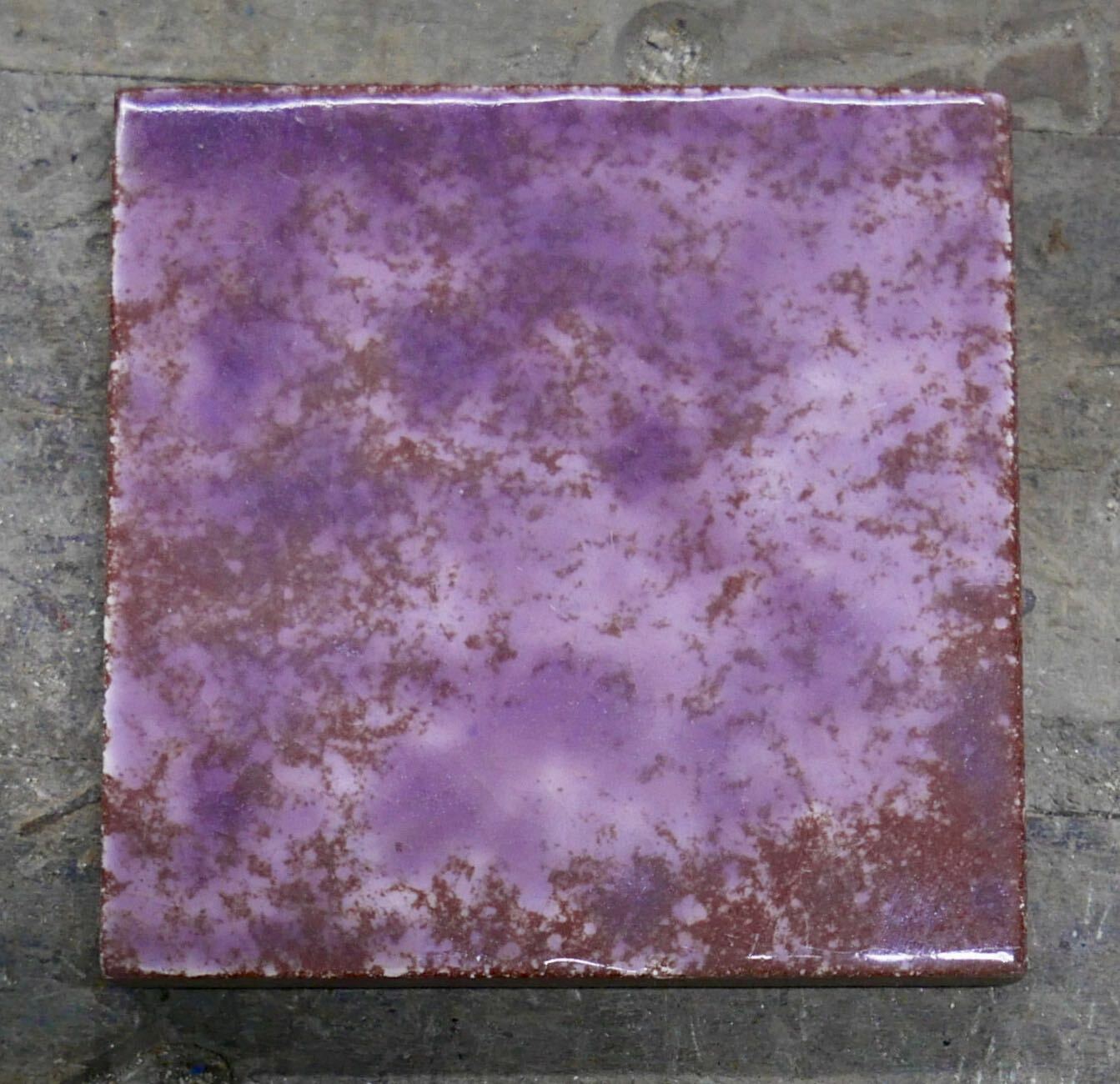English Antique Tile Mottled Purple/Brown England 4"