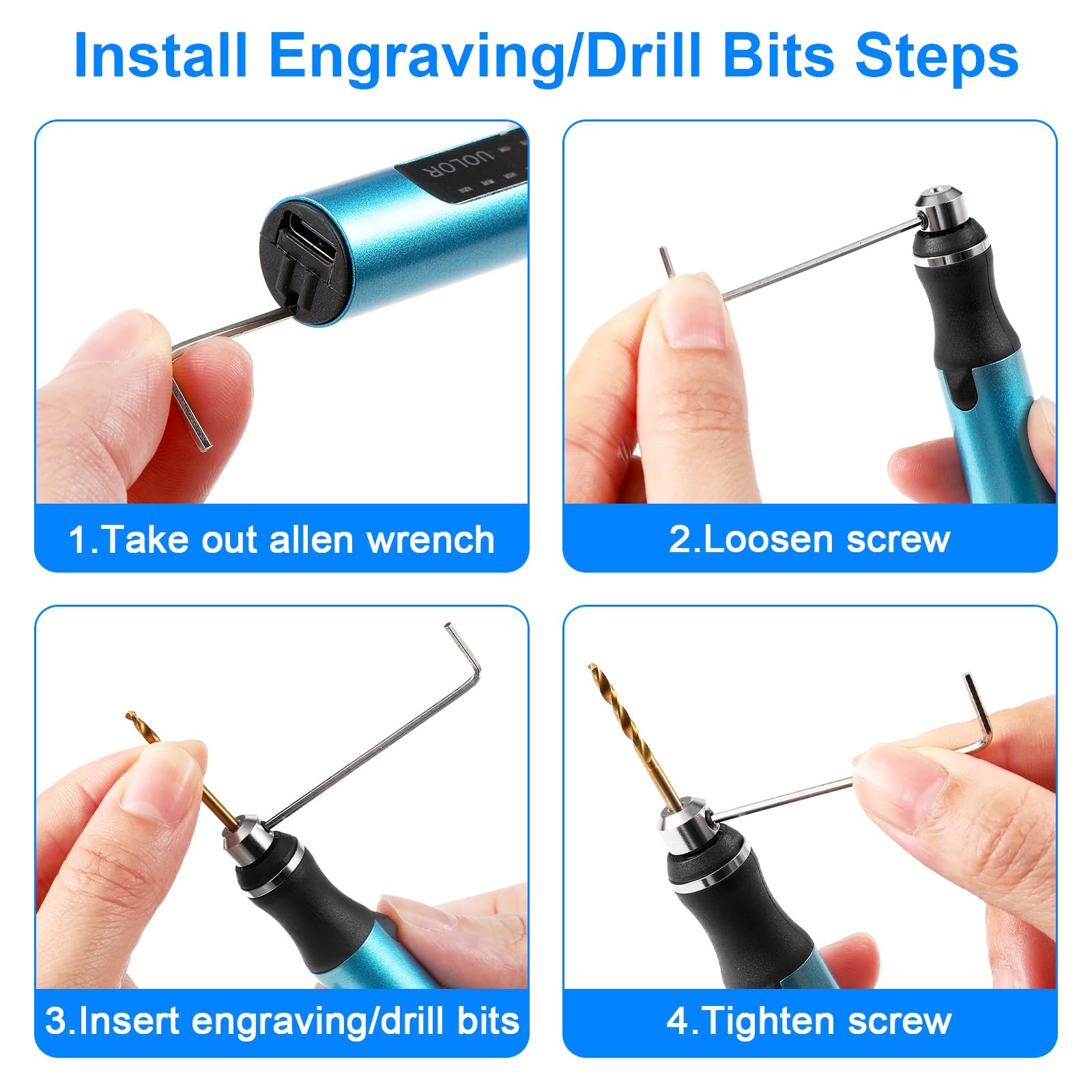 3-Speed Cordless Mini Drill Pen, Rechargeable DIY Electric Hand Drill with 10...