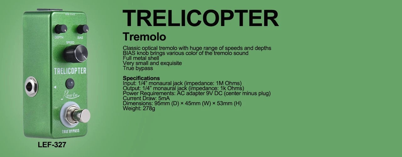 Rowin LEF-327 TRELICOPTER Optical Tremolo Huge Range of speeds and depths