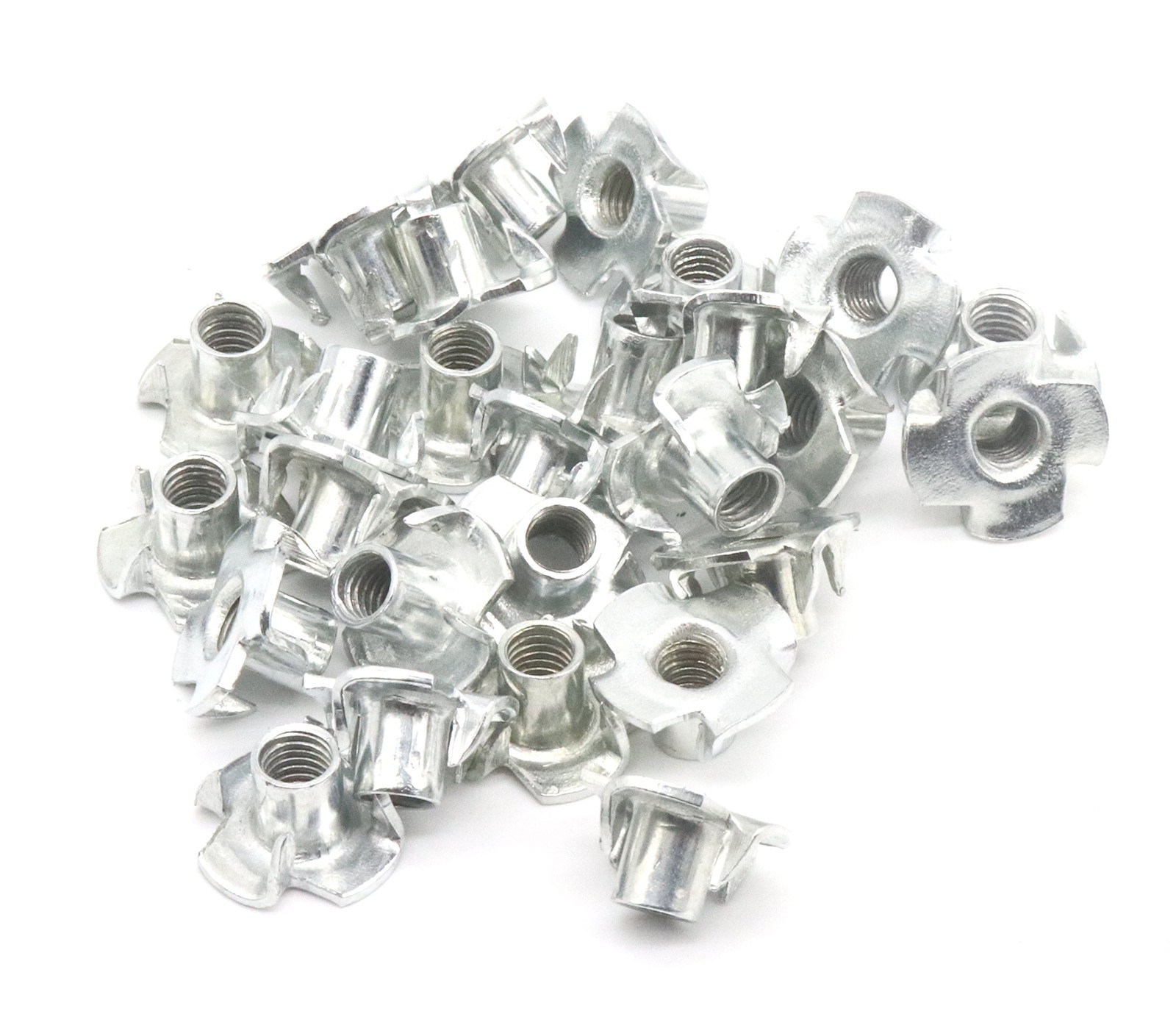 50 PCS M8 4 Pronged Tee Nut Zinc Plated Carbon Steel Hardware Fastener