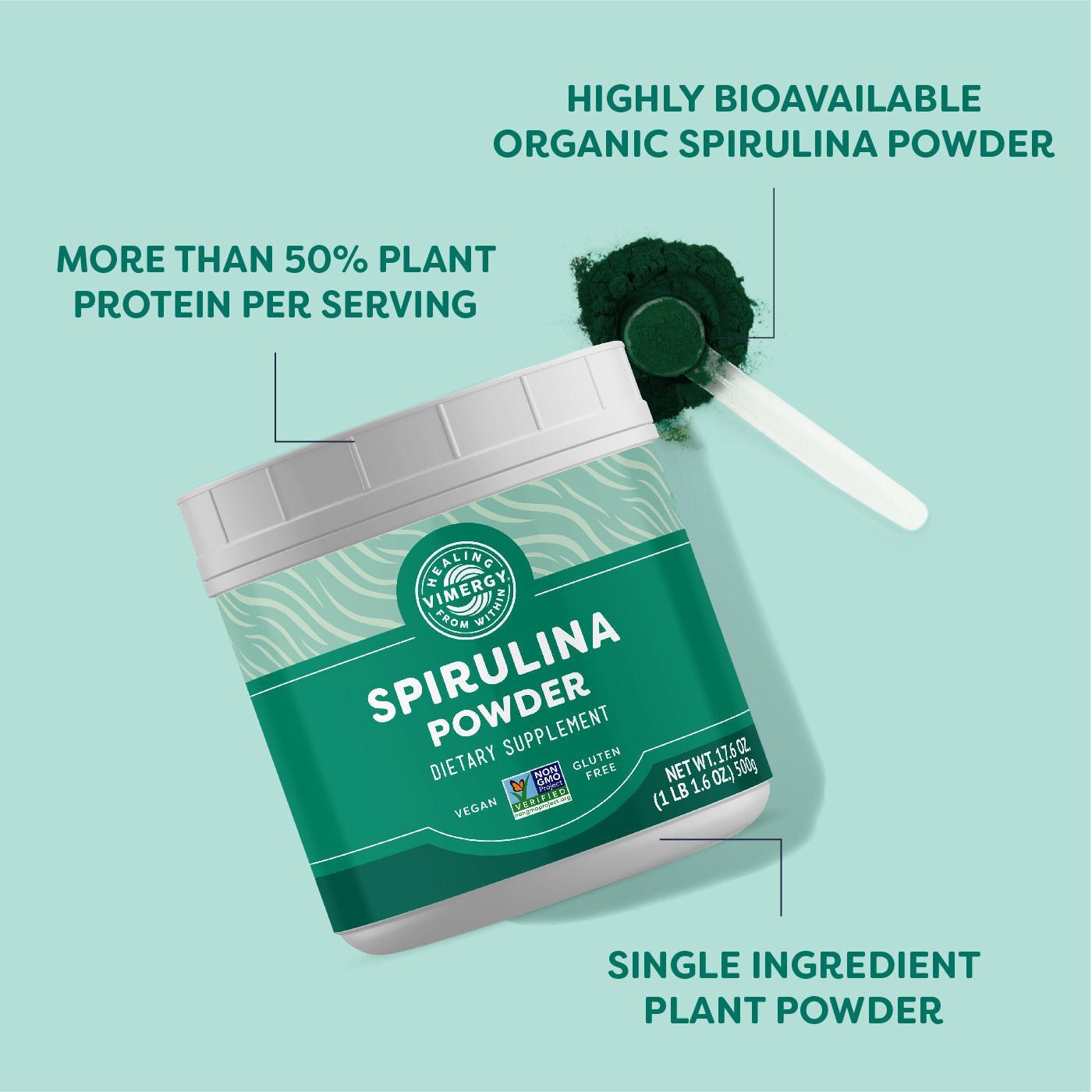 Vimergy Natural Spirulina Powder, 166 Servings – Value Size