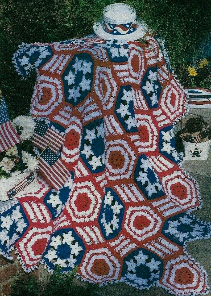 STARS & STRIPES PATRIOTIC AFGHAN HOME DECOR CROCHET PATTERN INSTRUCTIONS