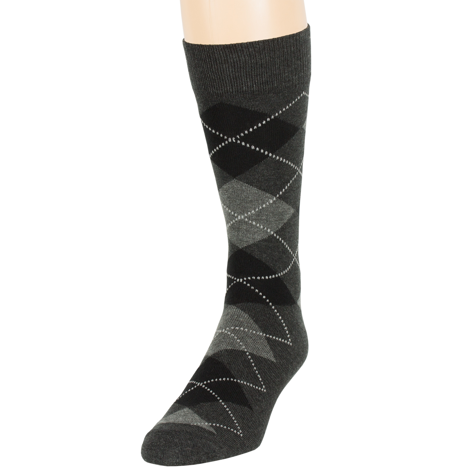 Men's Cotton 6 Pack Argyle Dress Comfortable Pattern Socks Large 10-13 Charcoal
