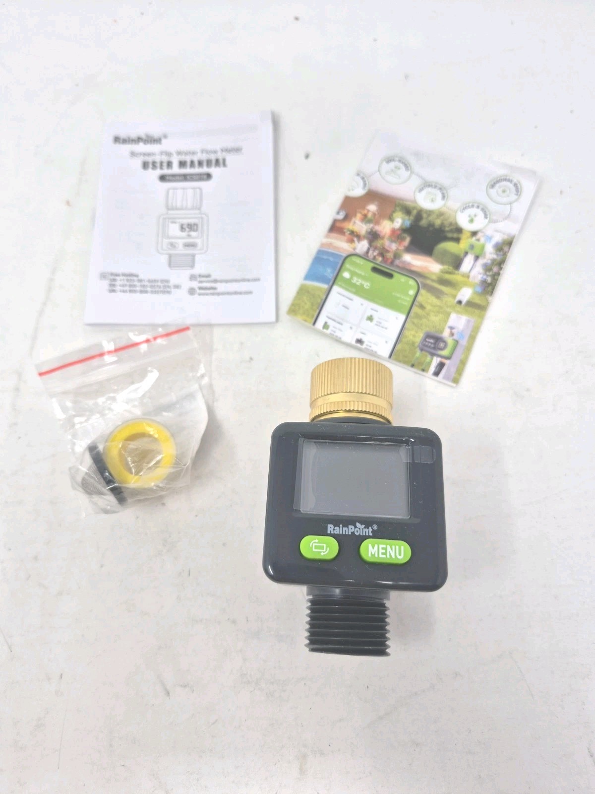 RainPoint Water Flow Meter , Screen-Flip Water Meter ICS018 - Open Box