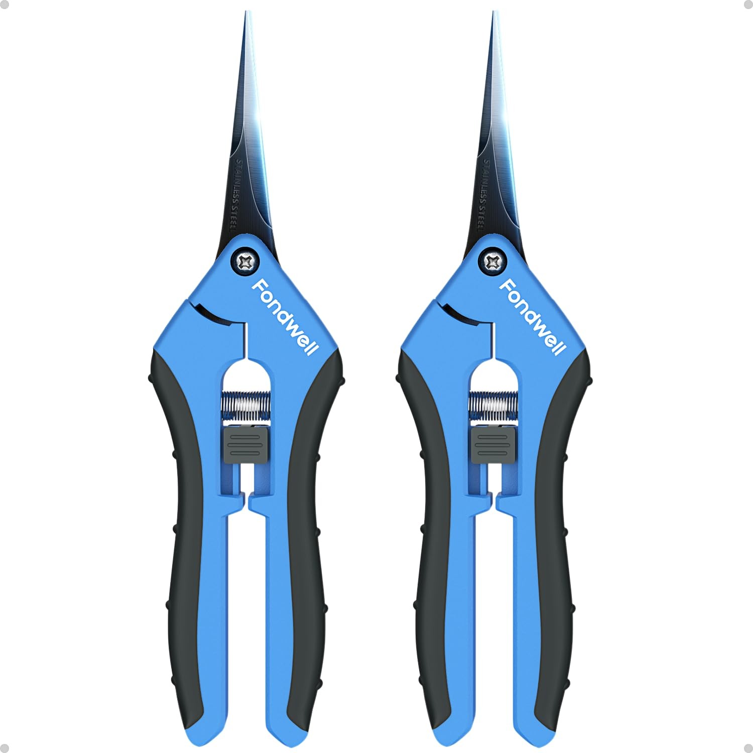 Fondwell 6.5" Pruning Shears Garden Trimmer: 2 Pack of Mini 6.5 Inches, Blue