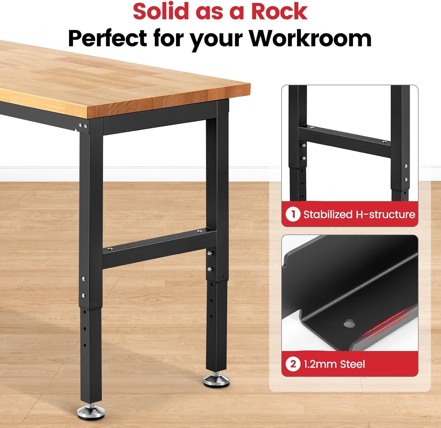 Work Bench Garage Workbench Adjustable Height Work Table Shop Woodworking 60x 22