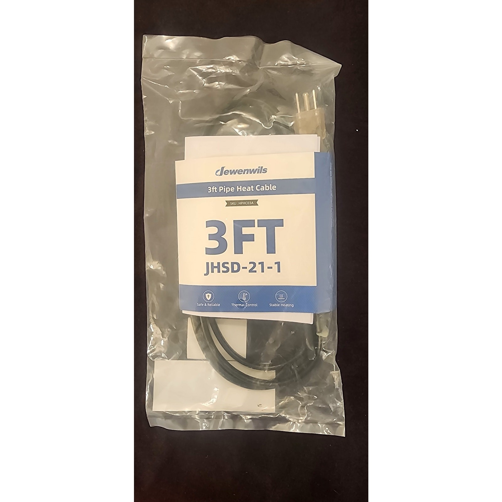 Dewenwils 3FT Pipe Heat Cable – Freeze Protection Heating Cord – 3 ft