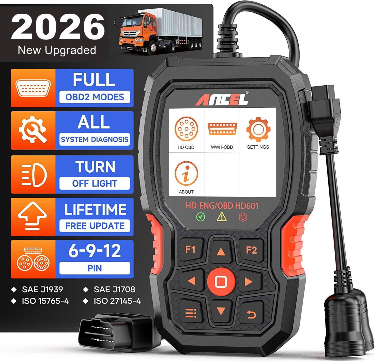 24V Heavy Duty Diesel Truck OBD2 Scanner Engine ABS EPB ESP Scan Diagnostic Tool