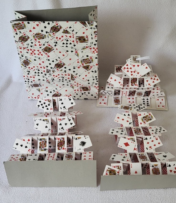 Magic Bag Card Castle Production Stage Magician TRIPLE CARD CASTLE FROM BAG