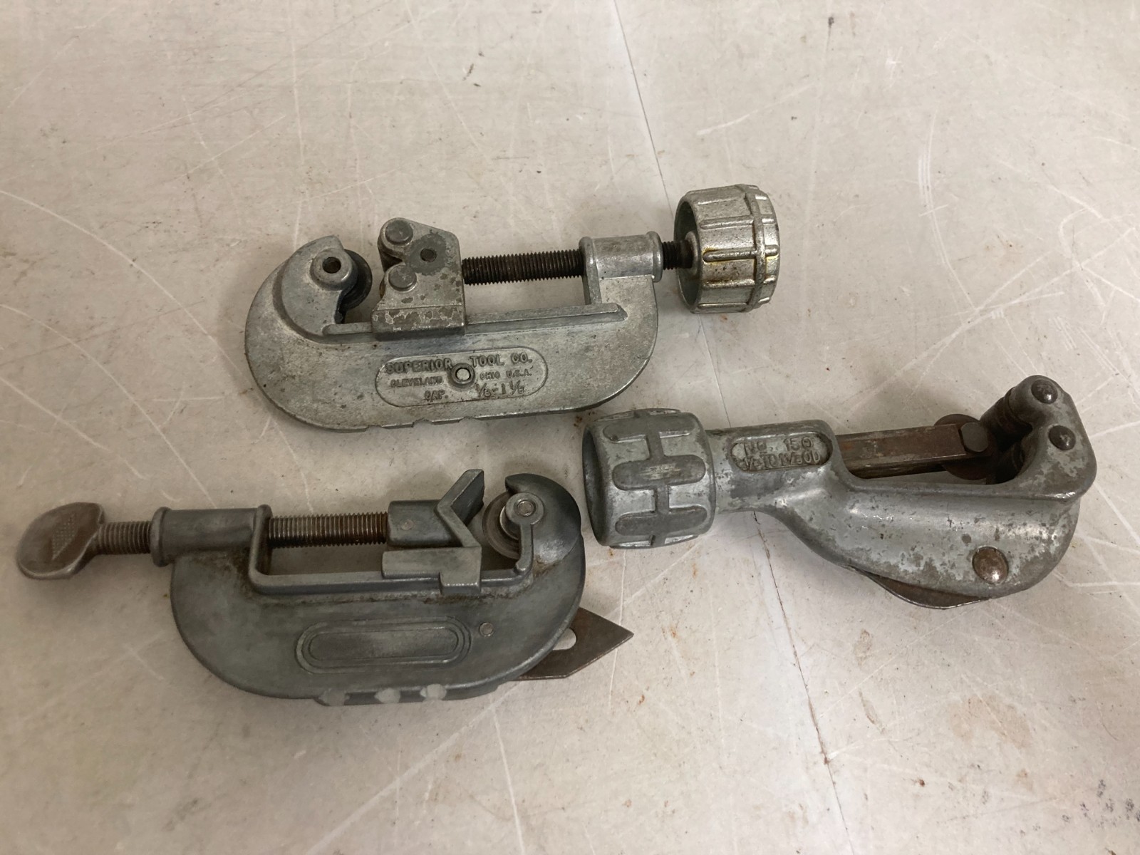 Lot of 3 Vintage Superior Tool USA Pipe Cutters 1/8"–1-1/8" Plumbing