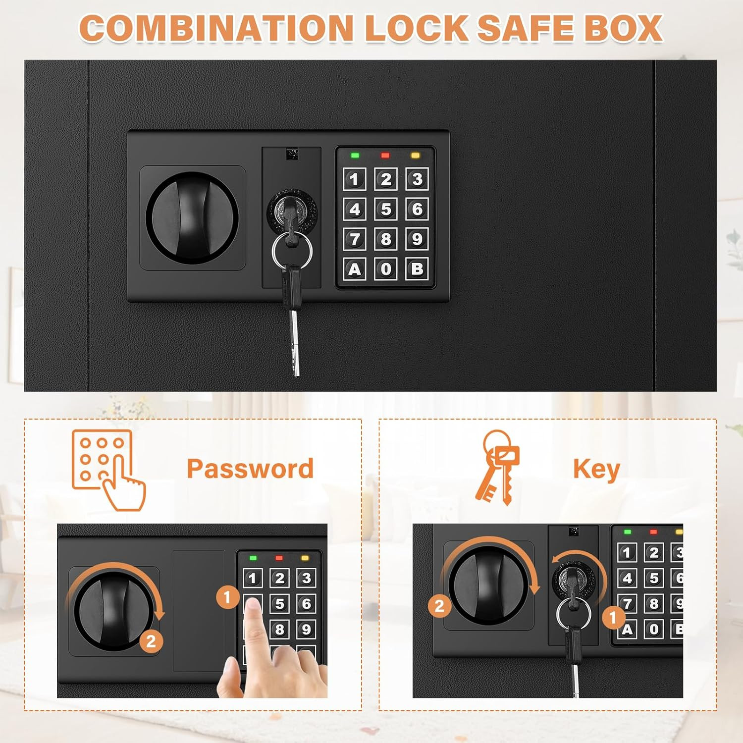 25.6" Tall Fireproof Wall Safe with Combination Lock & Removable Shelves