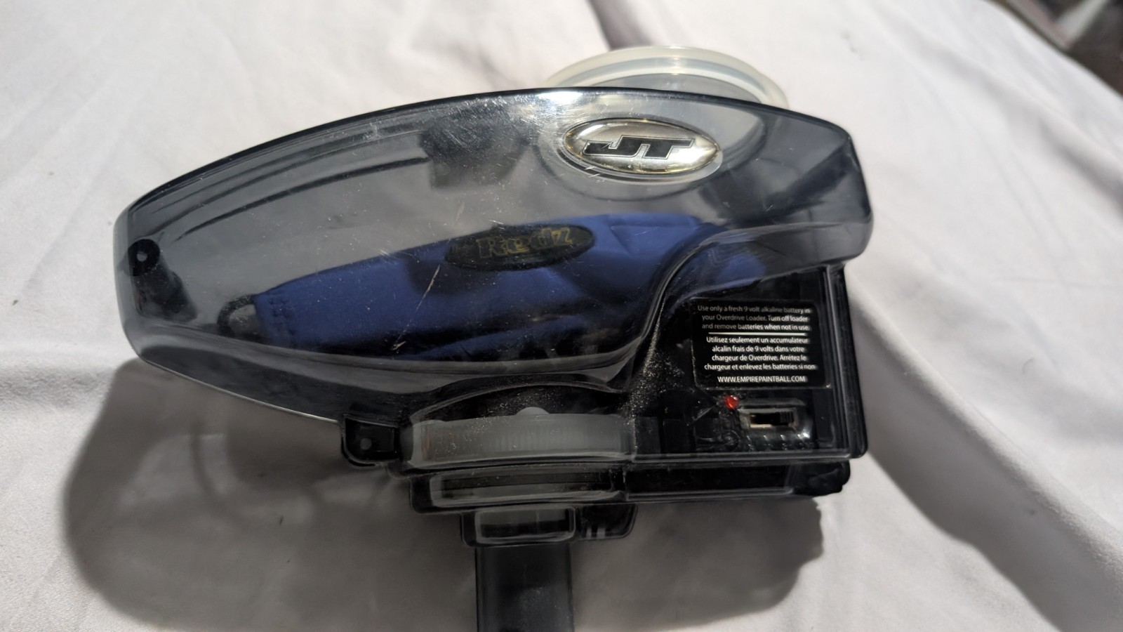 JT CLASSIC ELECTRONIC PAINTBALL HOPPER LOADER CLEAR BLACK - HARD SNAP LID
