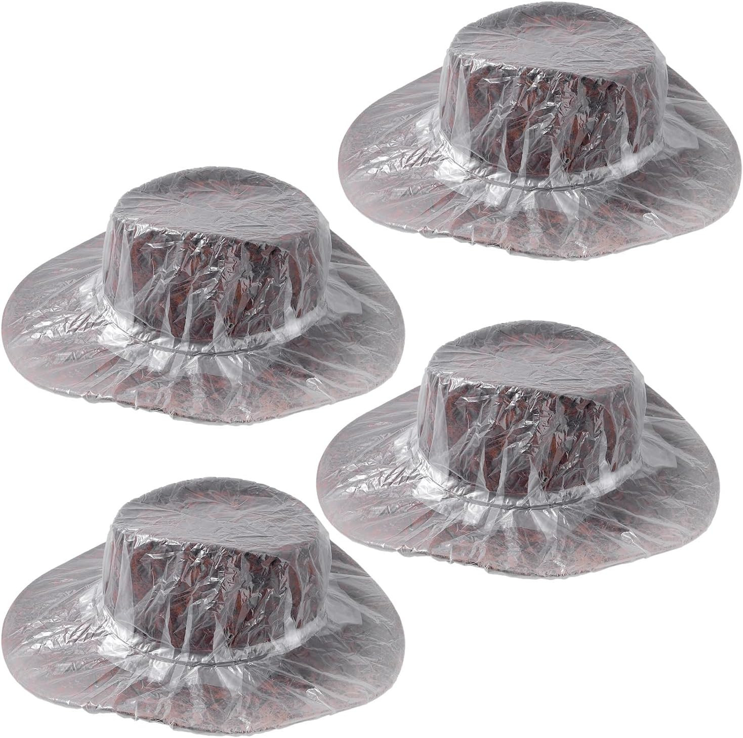 Cowboy Hat Rain Covers, 4PCS Plastic Hat Waterproof Cover, Polyethylene Hats