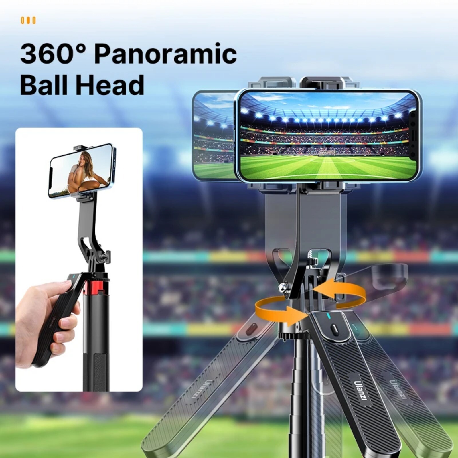 Ulanzi MA09 Bluetooth Remote Control Selfie Stick Tripod for Camera Phone