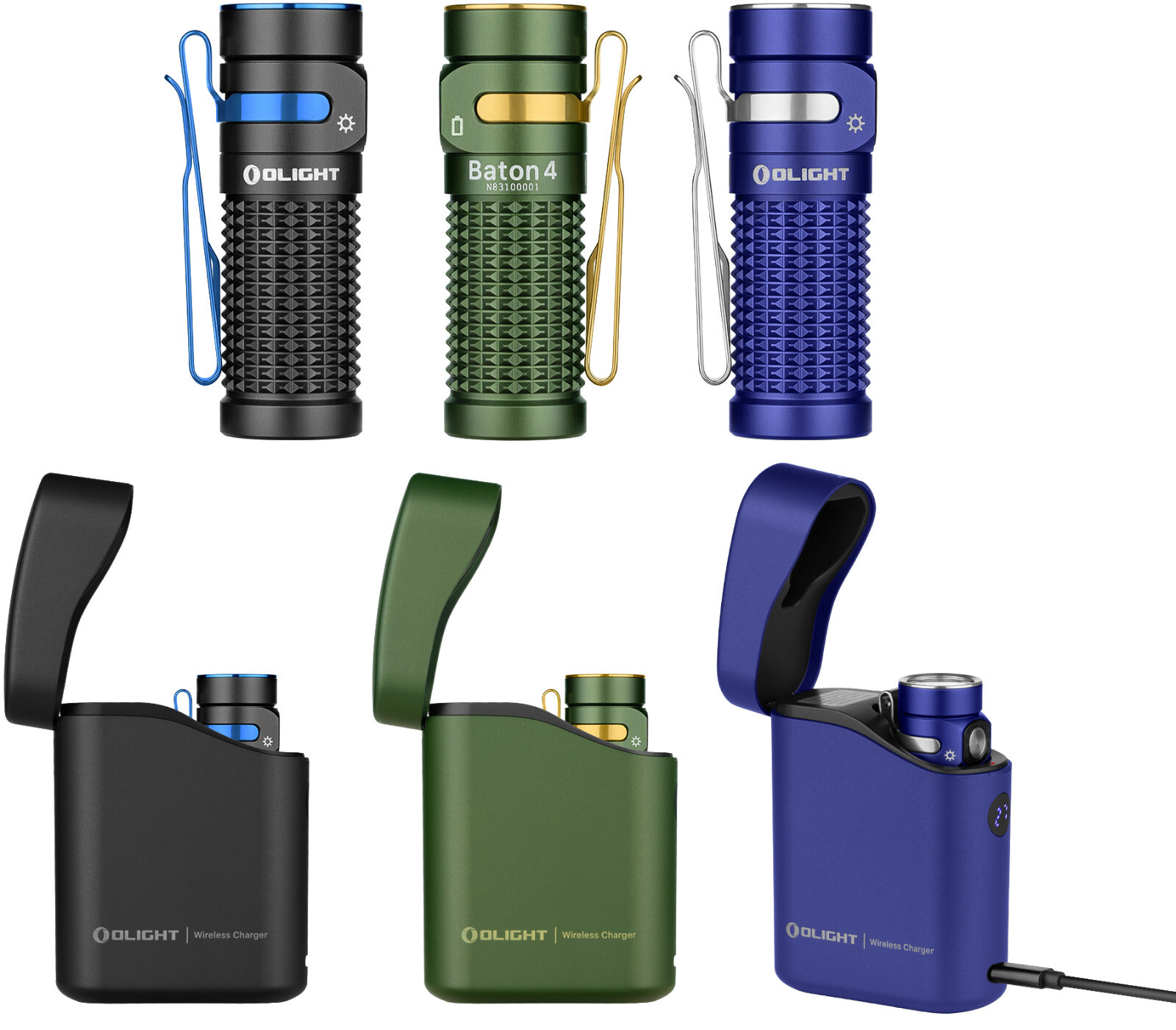 Olight Baton 4 Premium Rechargeable Flashlight w/Charging Case, 1300 Lum, 170 M