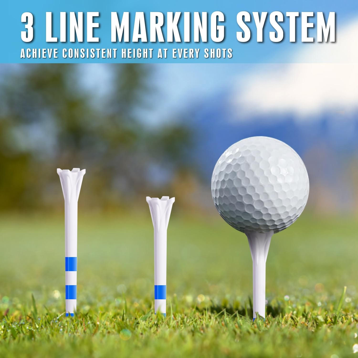 4 Prongs Plastic Golf Tees 170 Pack - 2 Sizes Assorted Pack - 3 Line Marking ...