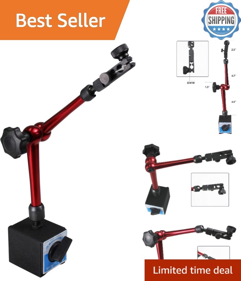 HFS 132lbs Magnetic Base Stand - 14" Adjustable  Indicator Holder, 8mm Clamp