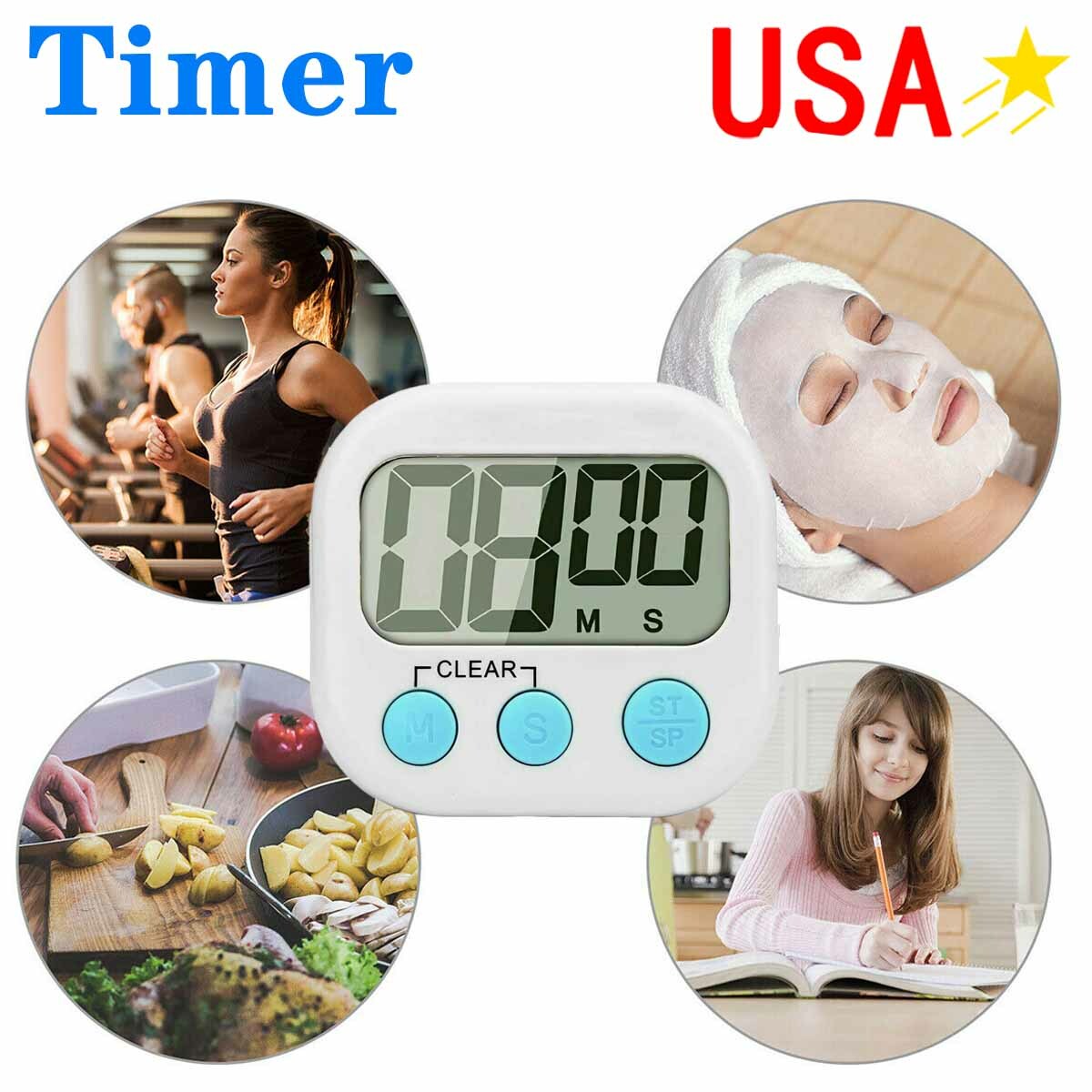 Kitchen Timer Digital Large Magnet Cooking LCD Alarm Loud Count Down Clear 99min