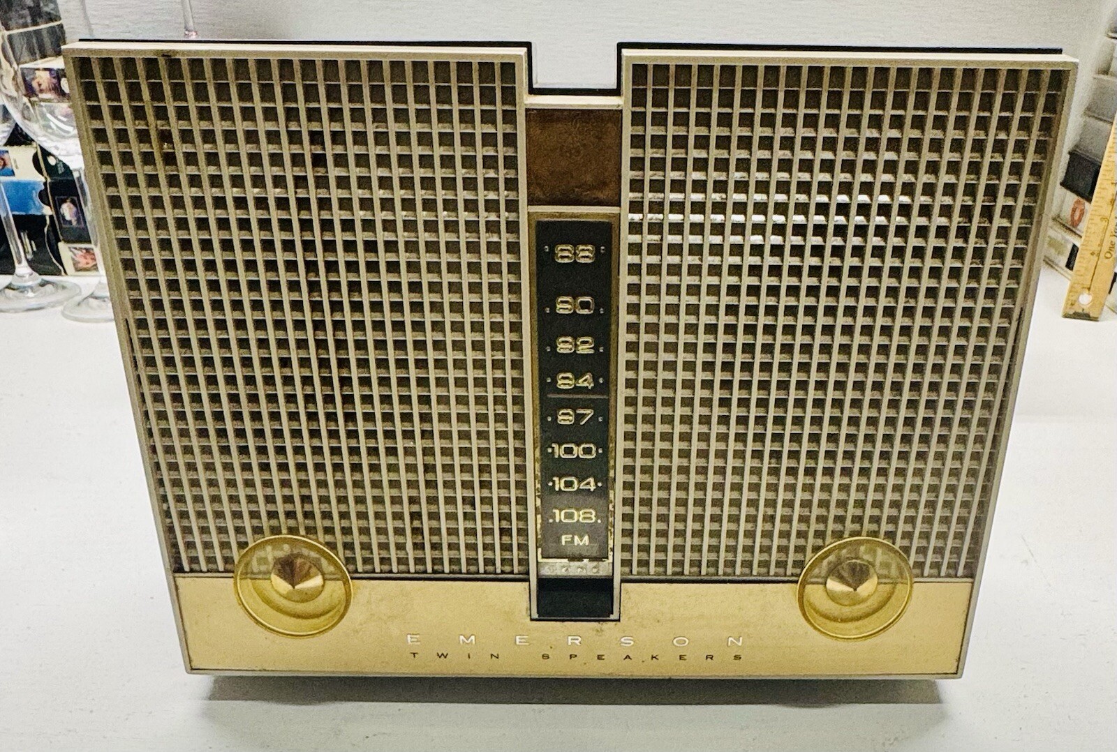 Emerson Tube Twin Speaker Radio G-1707 - WORKS!!! AS-IS!!! L@@K!!! READ!!!