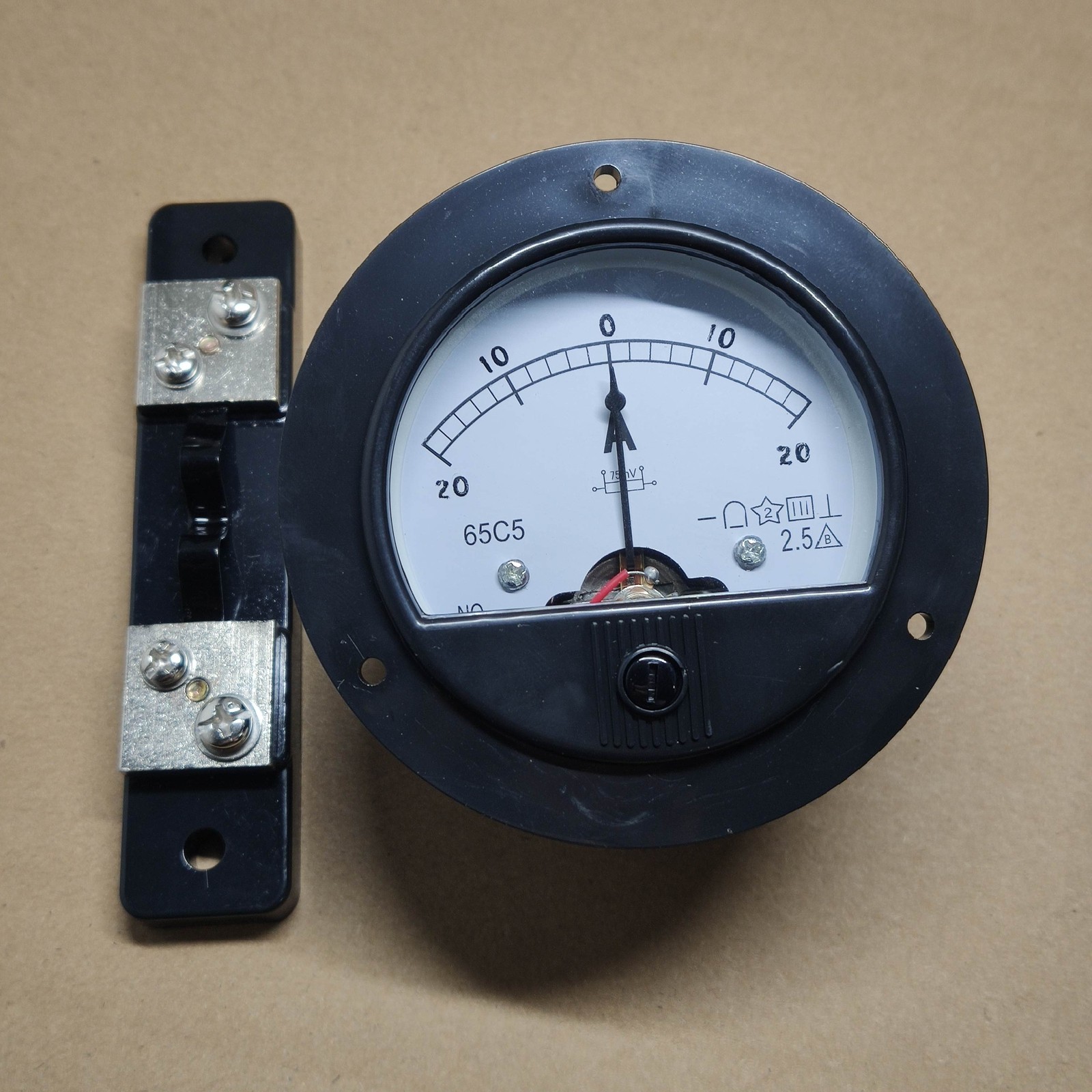 1PC with shunt Dia.90mm Analogue Ammeter Panel meter DC Minus  Plus -20A-0-+20A