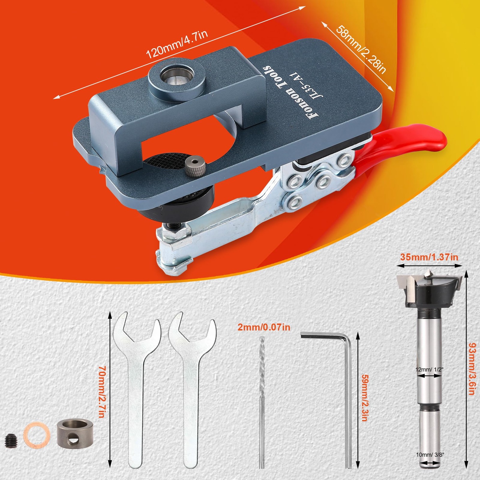 Metal Concealed Hinge Jig 35MM Cabinet Boring Puncher Woodworking Tool