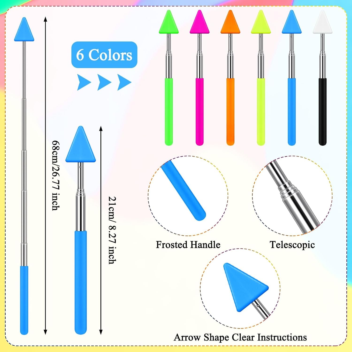 12 Pcs Telescopic Teacher Pointer Stick for Classroom Arrow Extendable...