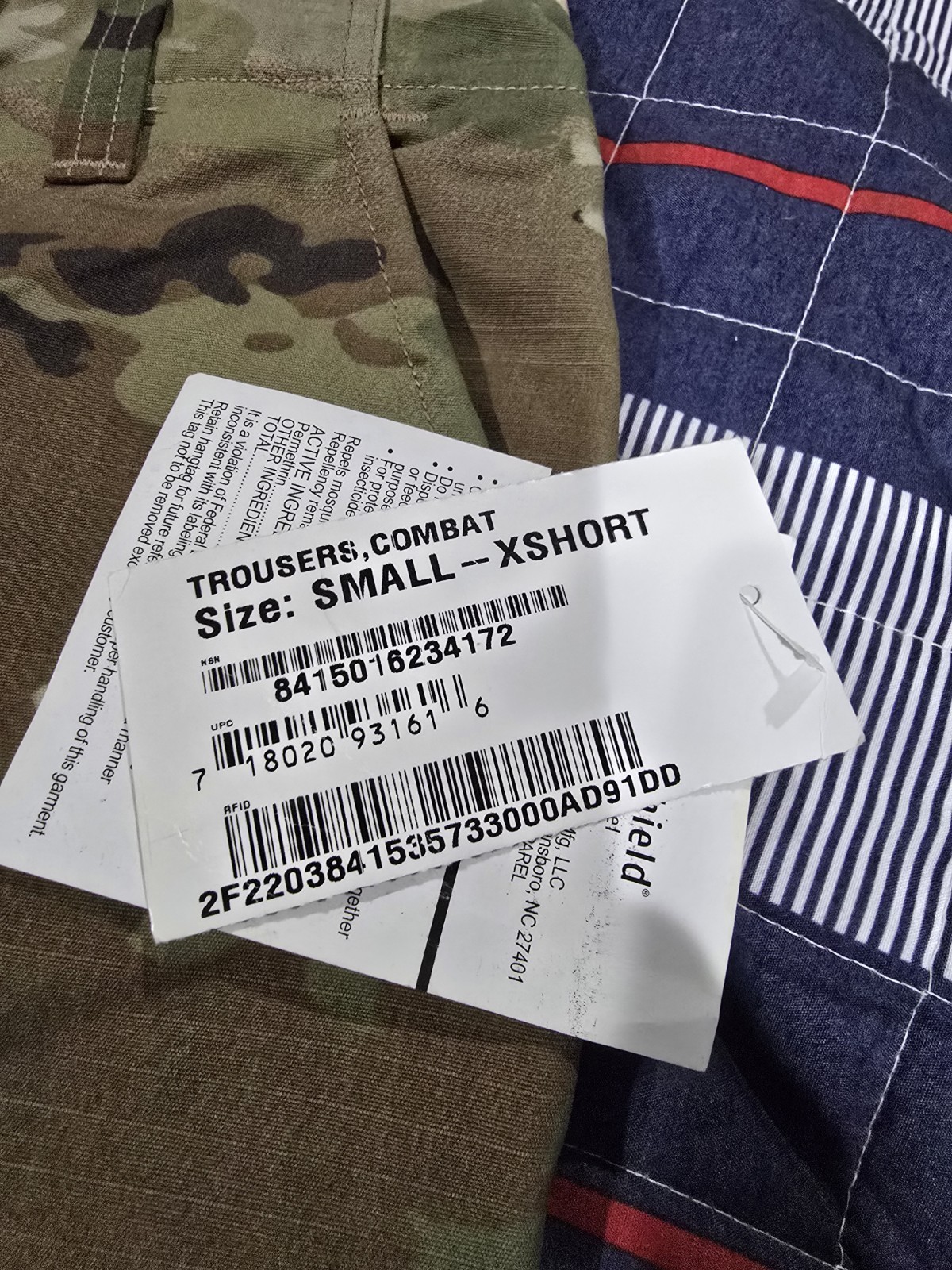 US Army Combat Uniform ACU Trousers SZ Small X-short Insect Shield