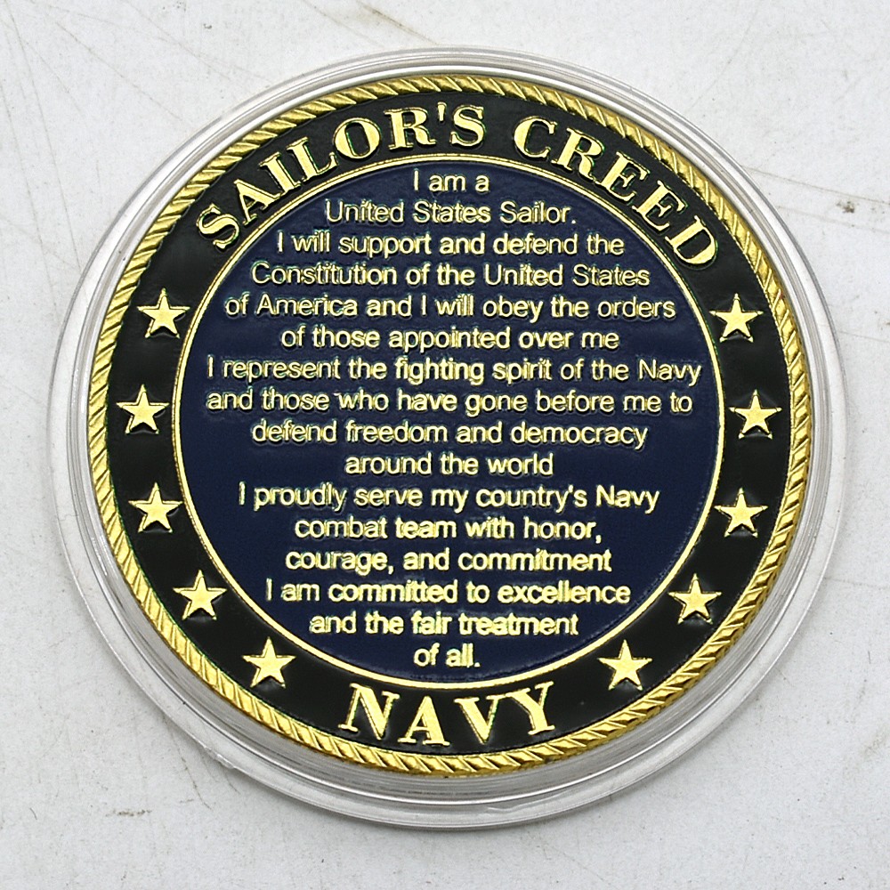 US Navy Sailor's Creed Challenge Coin Double-Sided Commemorative Anchor Gift