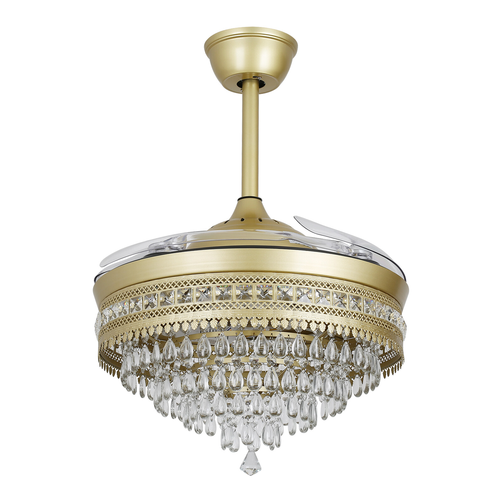 Modern Crystal Ceiling Fan Light with Remote Control and LED IlluminationUS