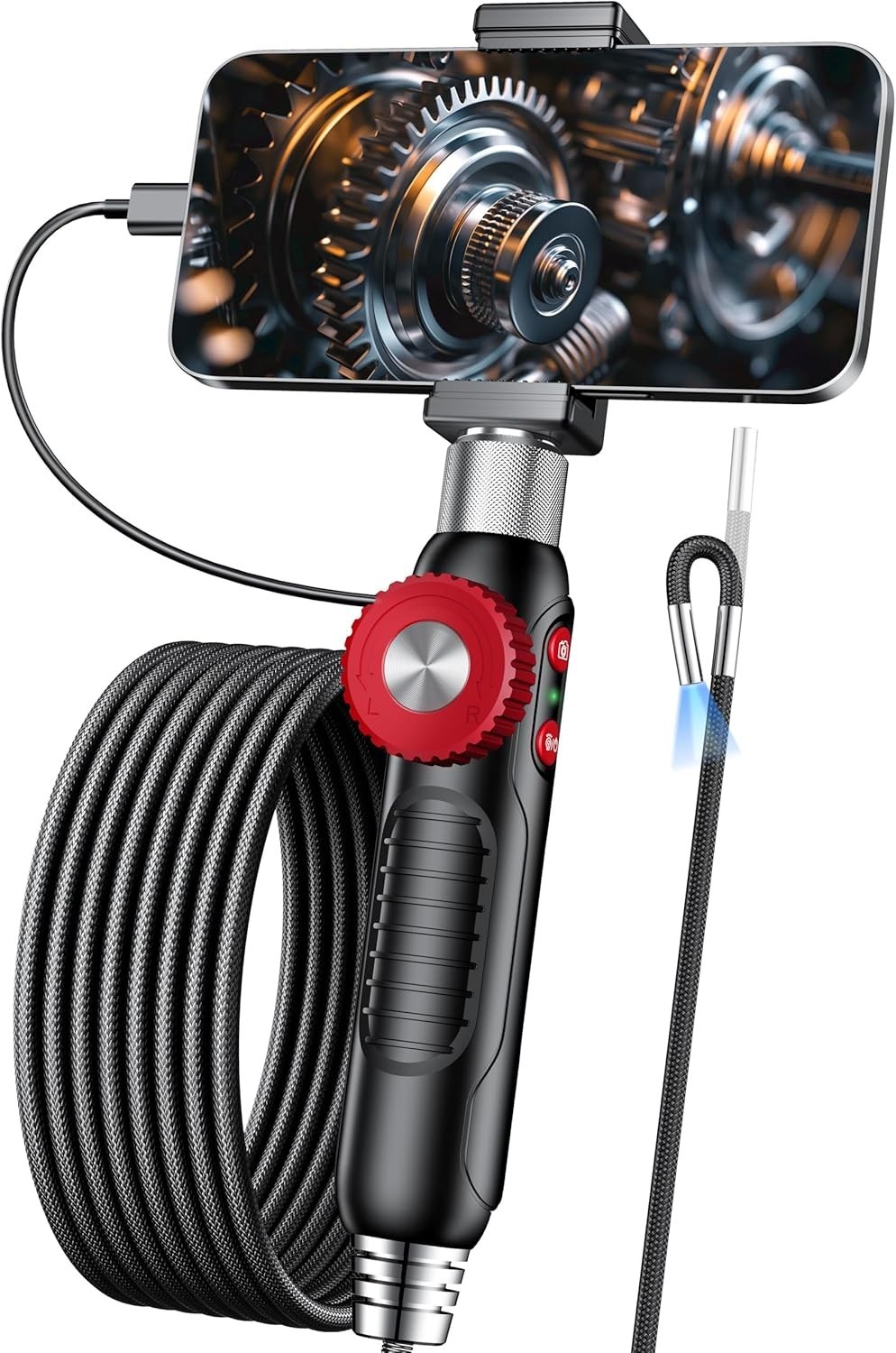 Two-Way Endoscope Camera with Light [360°Rotation],1080P HD,Borescope for iPhone