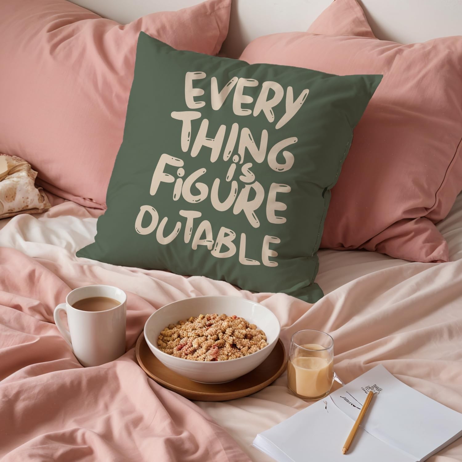 Everything is Figureoutable Inspirational Pillow Covers 18x18 Double-Sided, E...