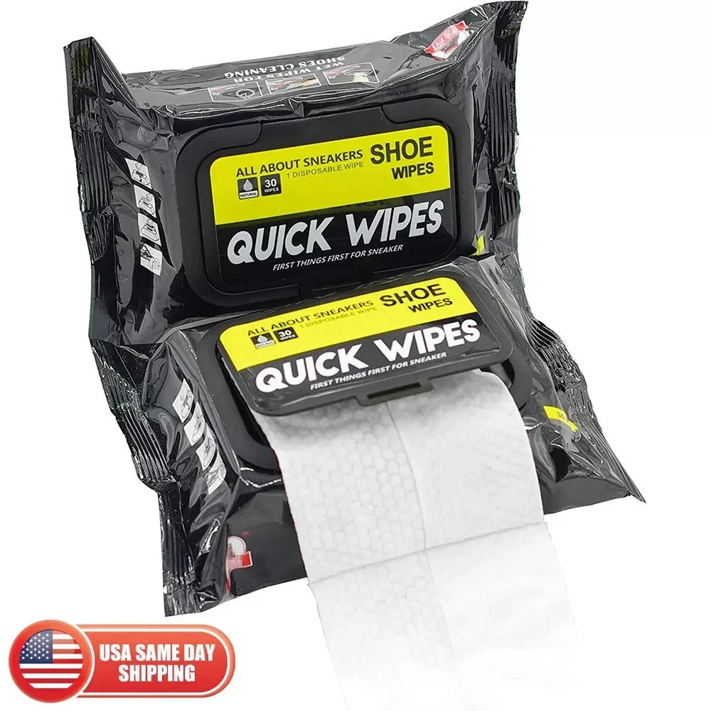 2 Pack 60 Pcs Sneaker Shoe Dirt Cleaner Quick Wipes Disposable Travel Portable