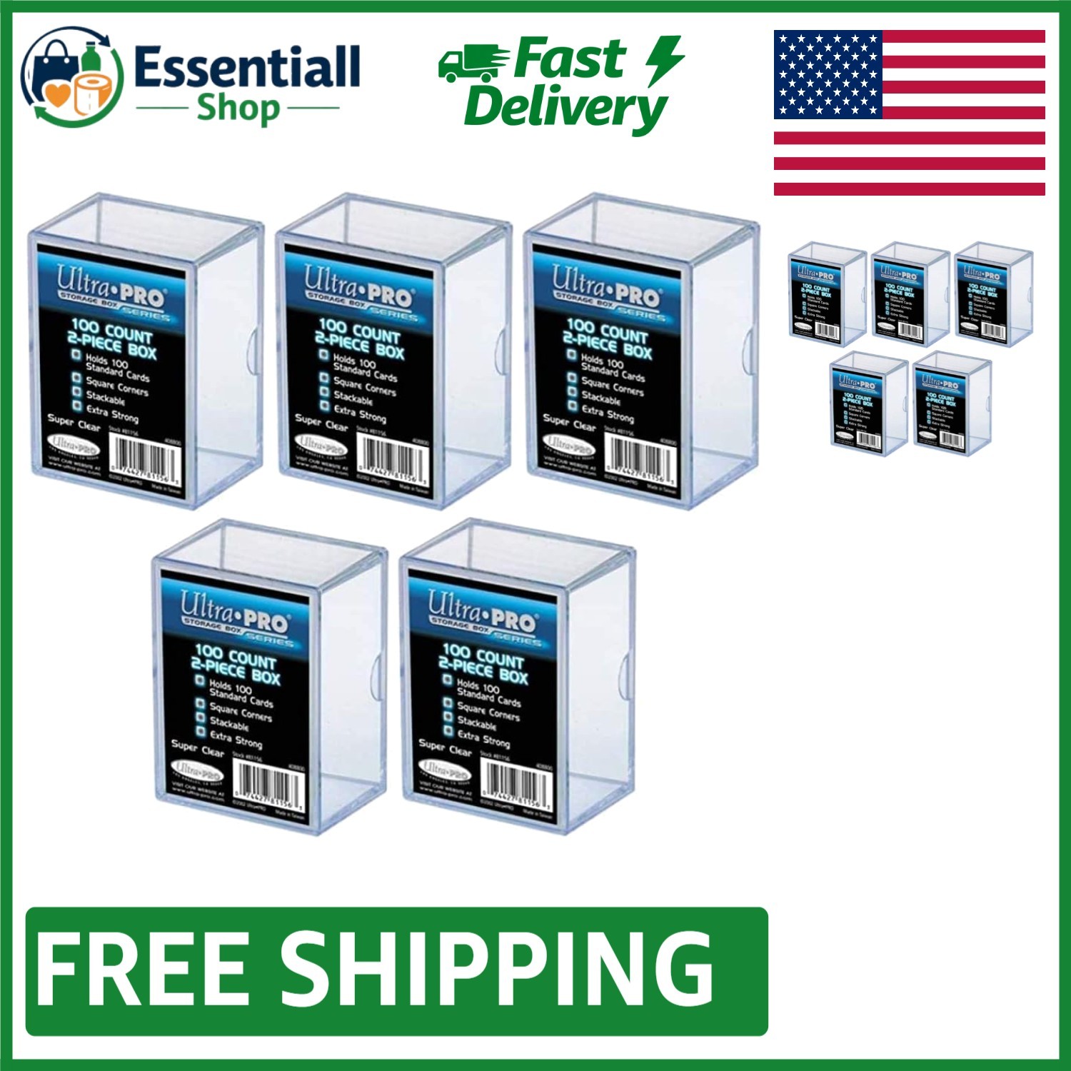 Heavy-Duty 2-Piece 100 Card Storage Boxes - Set of 5 for Efficient Organization