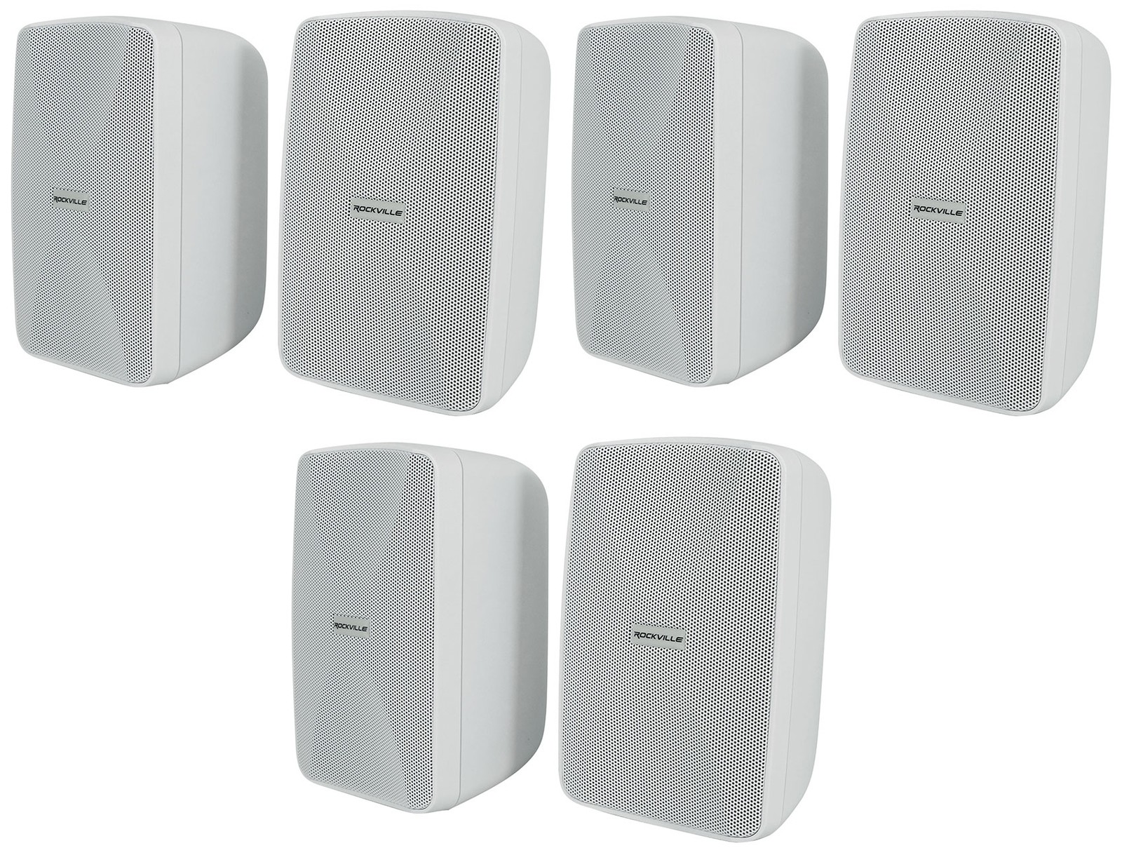 6) Rockville WET-40W 4" 70V Commercial Indoor/Outdoor Wall Speakers White Swivel