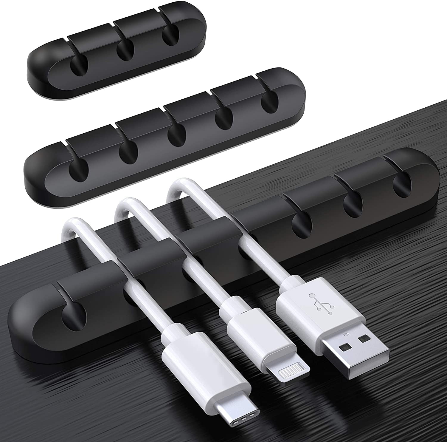 Cable Management Clips Cord Organizer Silicone Cable Holder Wire 3-Pack