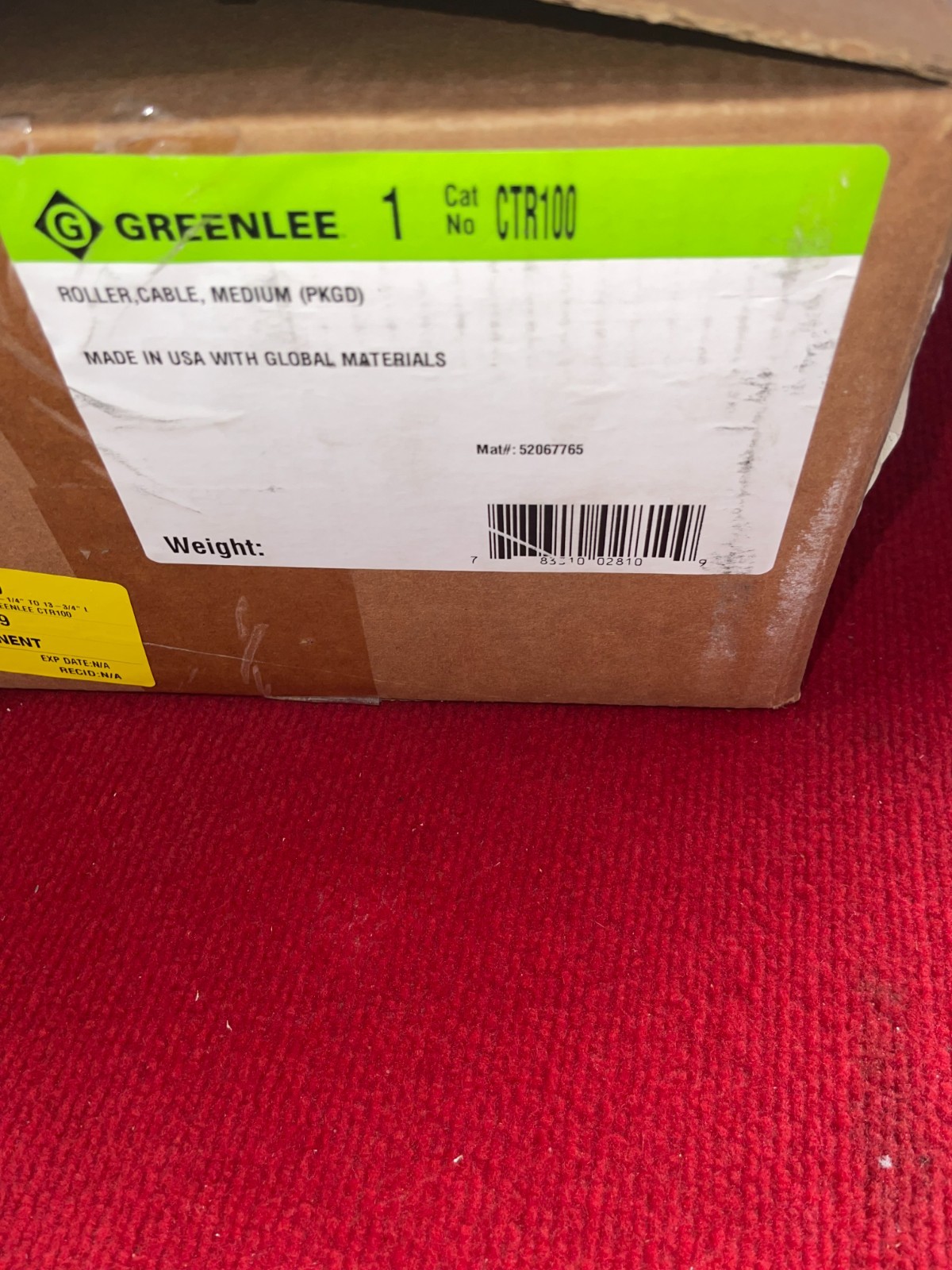 Greenlee CTR100 Medium Duty Cable Roller NEW IN BOX FREE SHIPPING