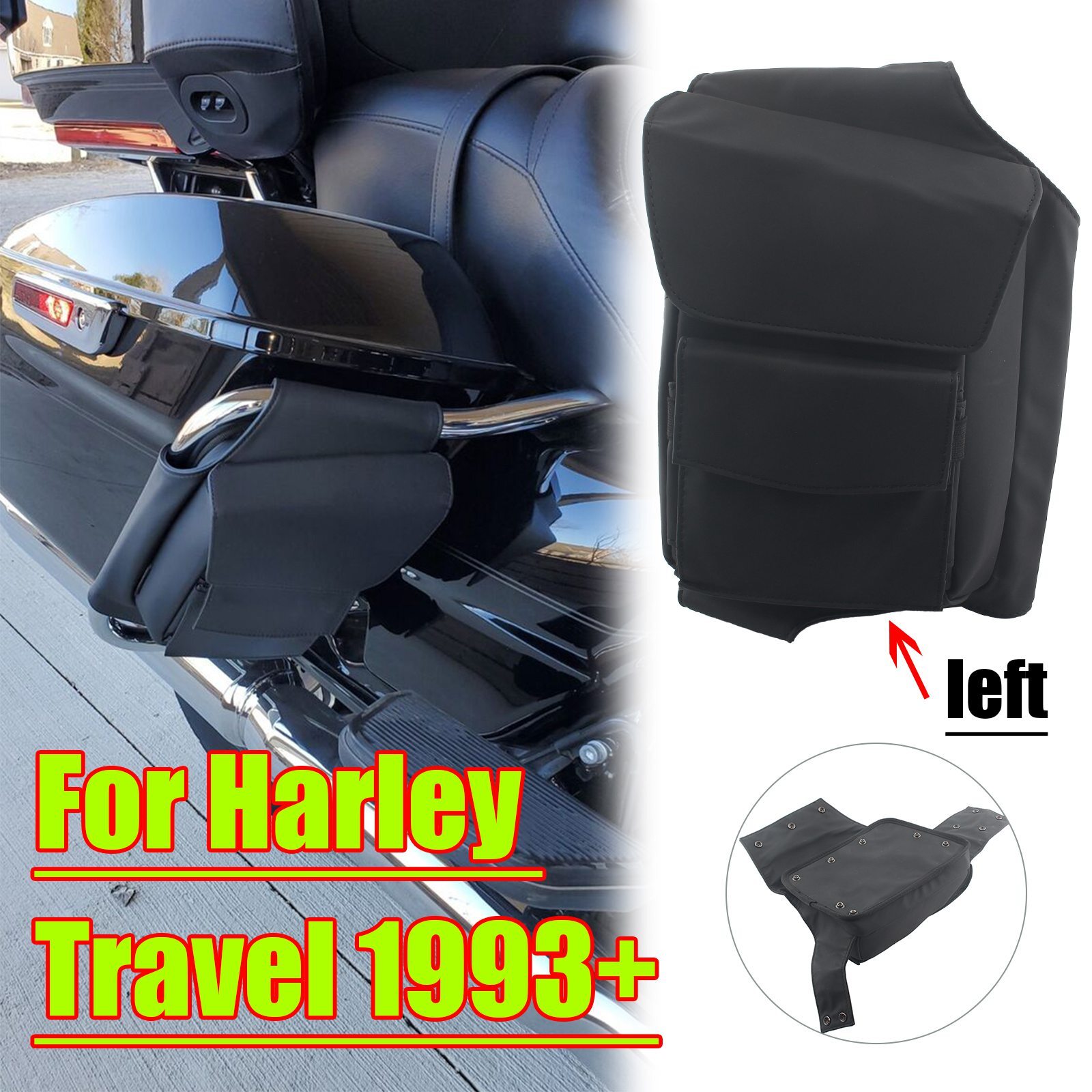 Left Saddlebag Guard Bag Water Bottle Holder For Harley Touring Road King Glide
