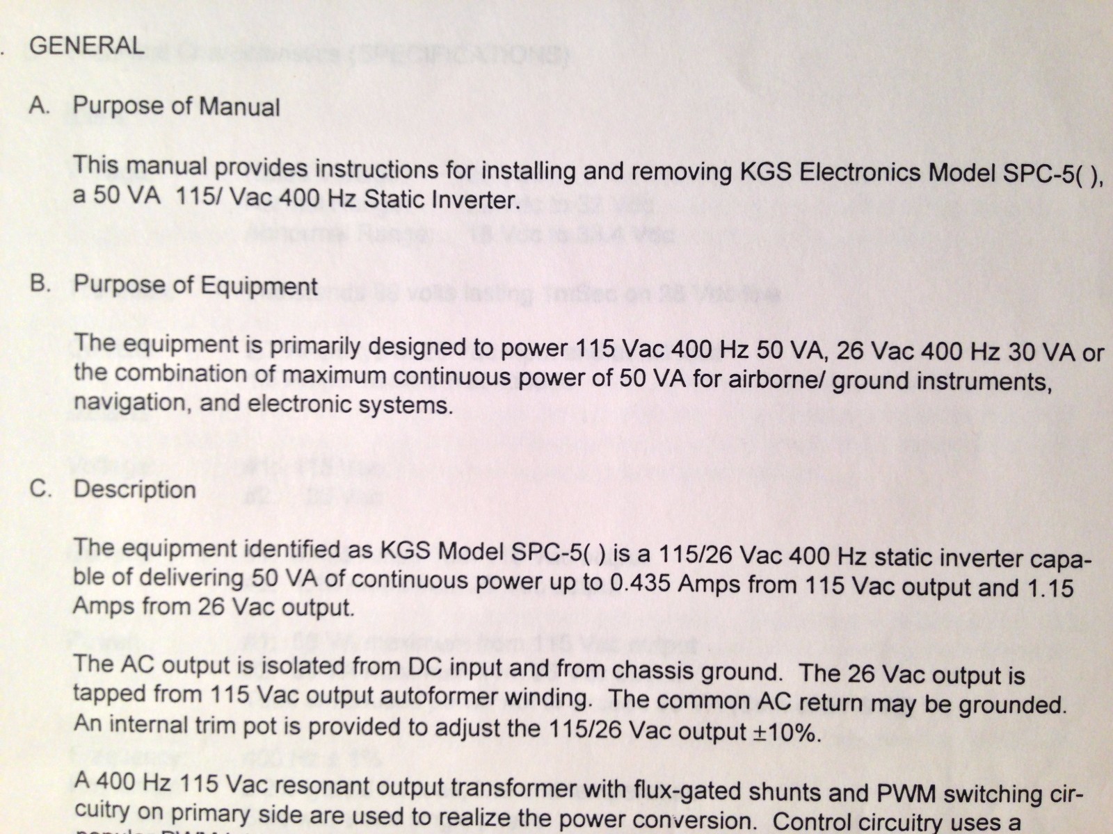 KGS Electronics SPC-5 ( ) Inverter Install Manual