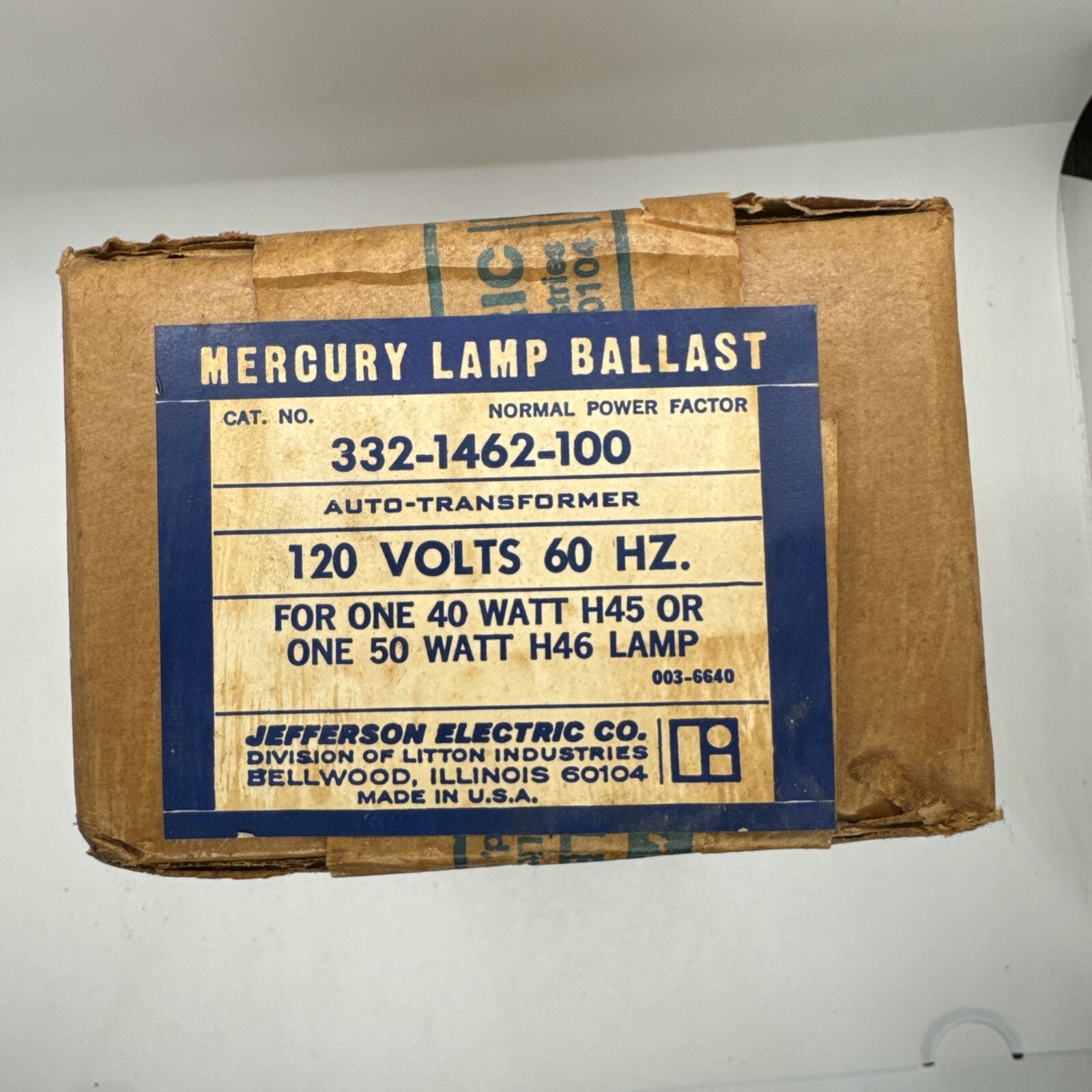 New Jefferson Electric 332 1462 100  332-1462-100 Mercury Lamp Ballast 120v/60hz