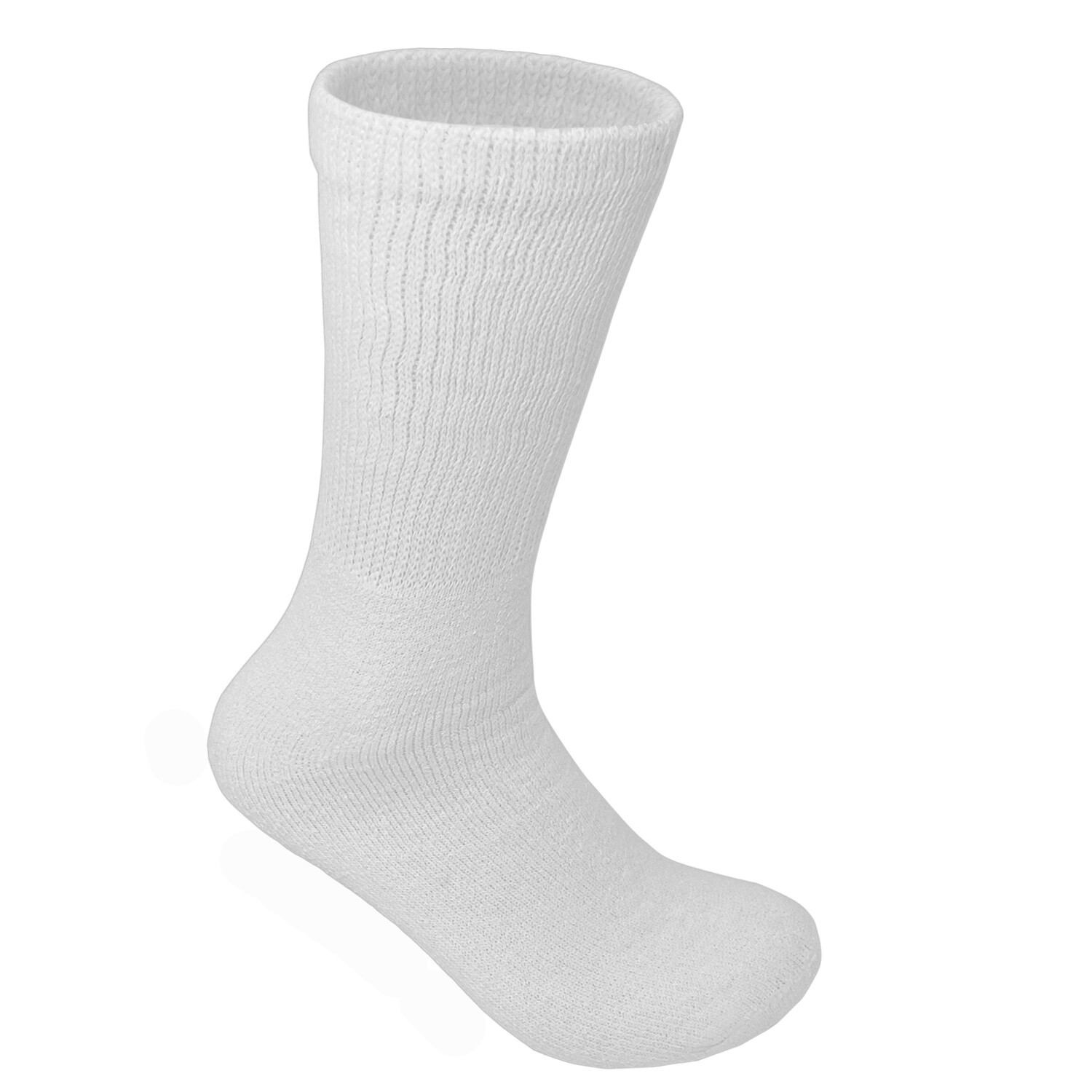 3-12 Pairs Men White Circulatory Diabetic Crew Mid Calf Socks Loose Fit Top 9-15