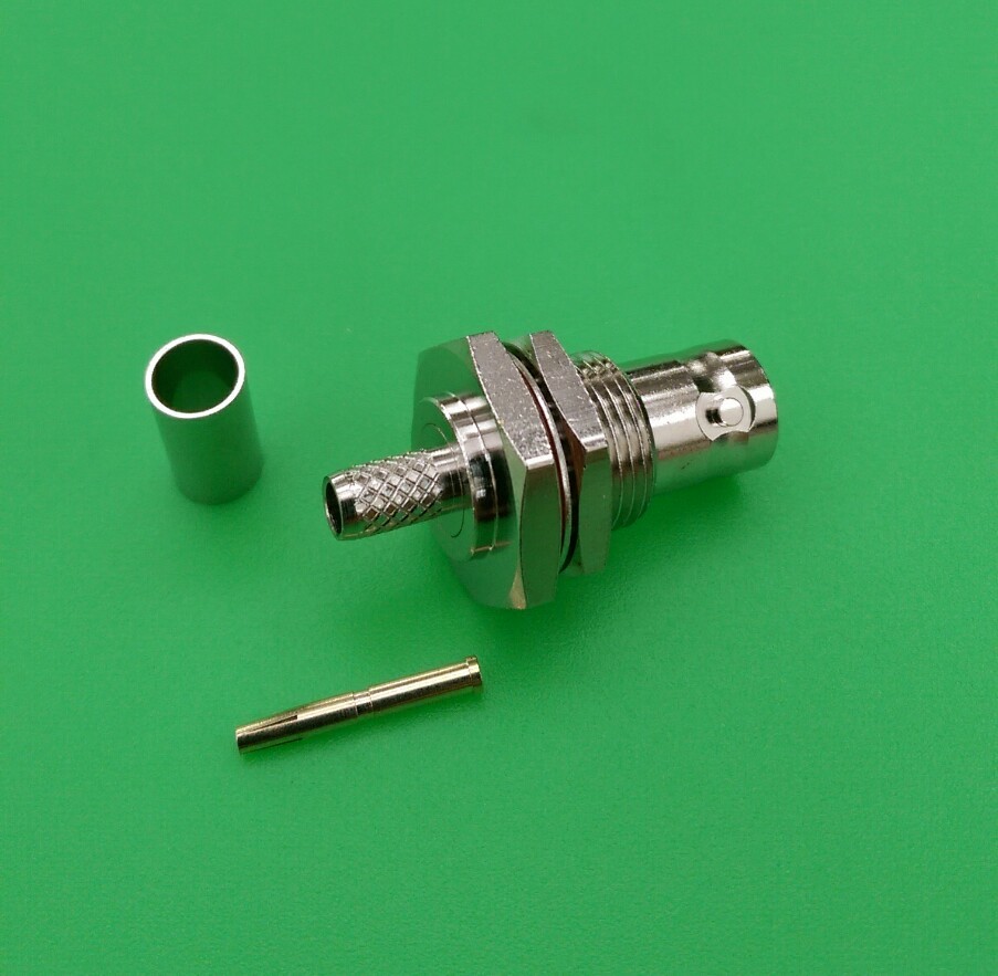 (1 SET) BNC Female Nut Bulkhead Crimp RG58/U RG142 LMR195 Adapter - USA Seller