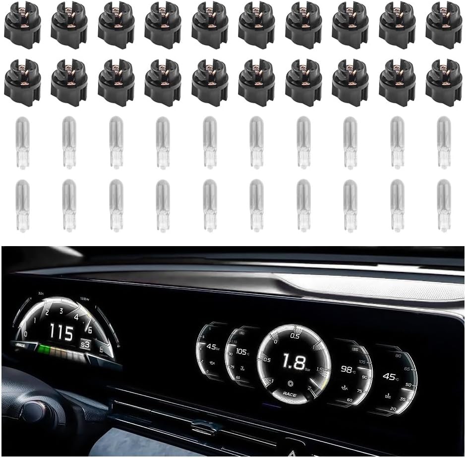 20PCS T5 17 57 79 86 Halogen Instrument Cluster Bulbs with Bulb White